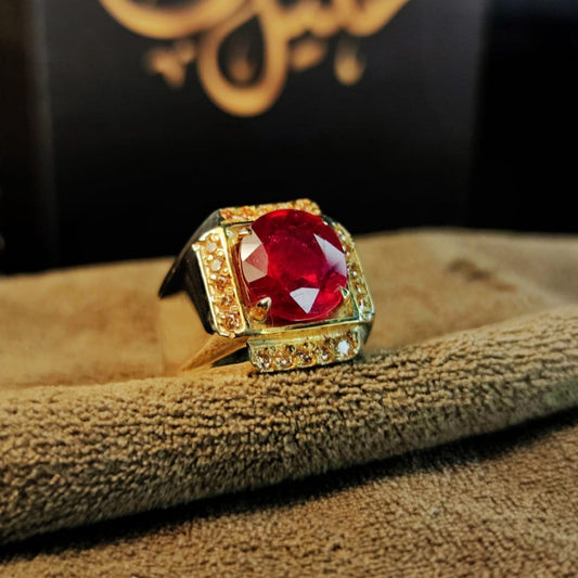 خاتم ياقوت أفريقي طبيعي من الفضة الإسترليني 925 – تصميم أنيق وفخم
