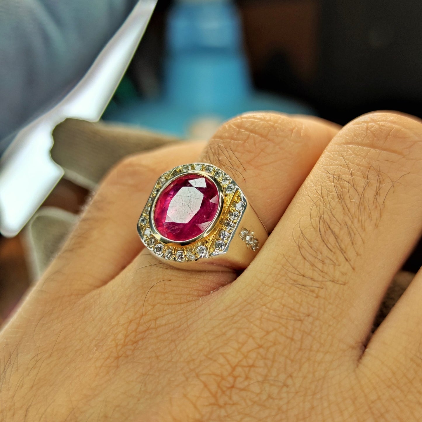خاتم ياقوت أفريقي طبيعي – فضة استرليني 925 بتصميم فاخر وضمان جودة - Khalil Jewelry