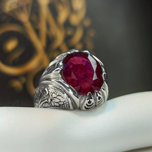 خاتم ياقوت أحمر أفريقي بتصميم إيراني فخم | مجوهرات خليل
