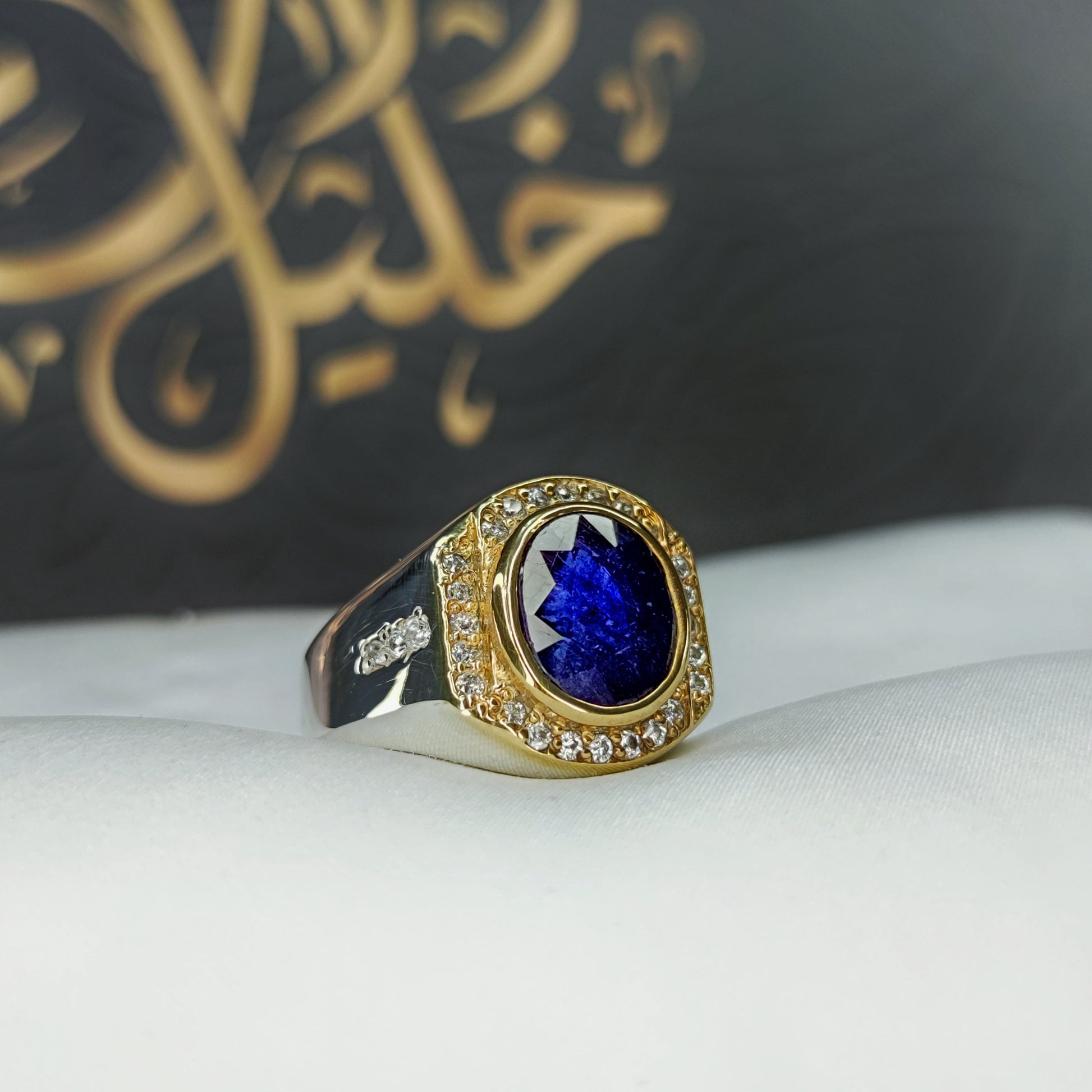 خاتم زفير ازرق طبيعي جوهره مميزه ونادره  صياغه مجوهرات خليل