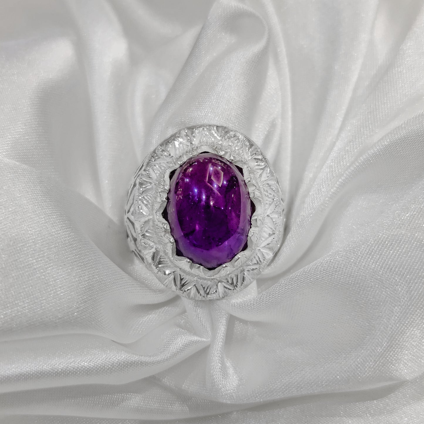 خاتم فضة 925 جوهرة أماتيست – تصميم إيراني فاخر