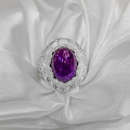 خاتم فضة 925 جوهرة أماتيست – تصميم إيراني فاخر