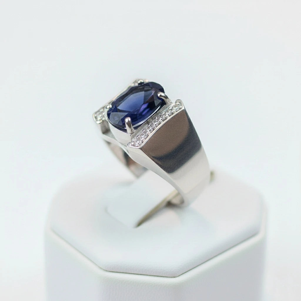 Khalil Rind خاتم فضة 925 زفير أزرق مرصع ألماس حر |مجوهرات خليل – Khalil Jewelry ...