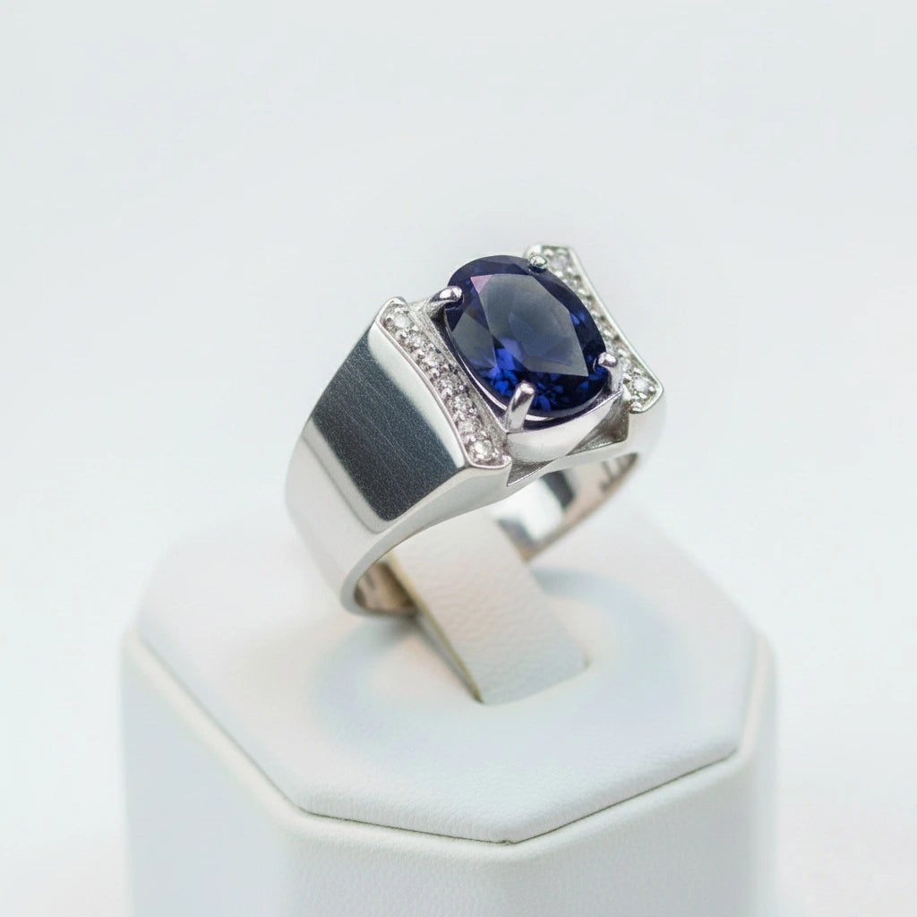 Khalil Rind خاتم فضة 925 زفير أزرق مرصع ألماس حر |مجوهرات خليل – Khalil Jewelry ...