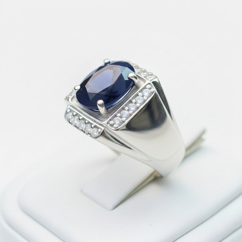 Khalil Rind خاتم فضة 925 زفير أزرق مرصع ألماس طبيعي| مجوهرات خليل – Khalil Jewelry ...