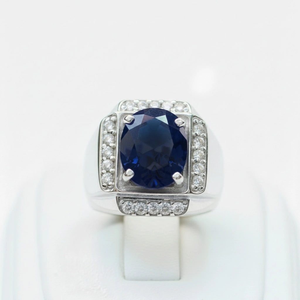 Khalil Rind خاتم فضة 925 زفير أزرق مرصع ألماس طبيعي| مجوهرات خليل – Khalil Jewelry ...