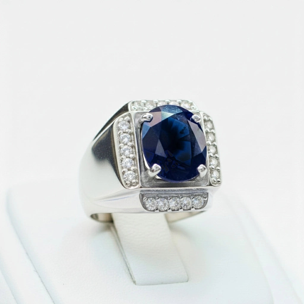 Khalil Rind خاتم فضة 925 زفير أزرق مرصع ألماس طبيعي| مجوهرات خليل – Khalil Jewelry ...