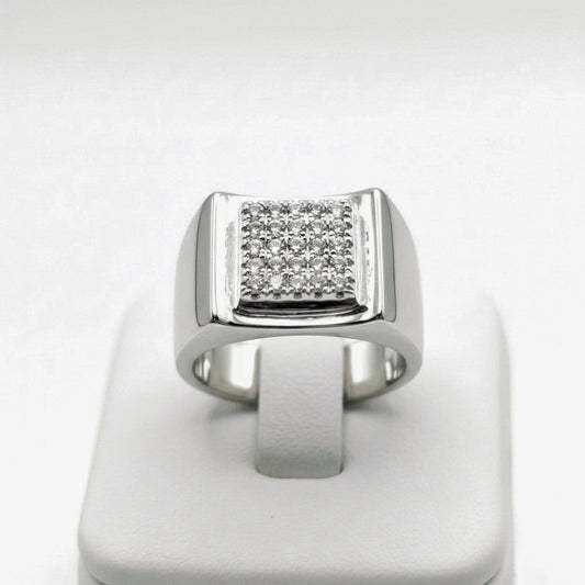 تصميم أنيق لخاتم فضة ترصيع ماس بنقاء VS-SI | مجوهرات خليل