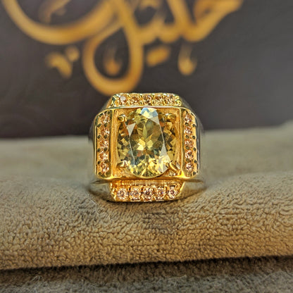 خاتم سترين طبيعي الجوهره الصفراء صياغه مجوهرات خليل