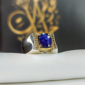 خاتم زفير أزرق طبيعي 925