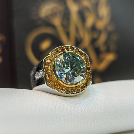 خاتم ملكي من الفضة عيار 925 بجوهرة موزنايت – تألق يضاهي الألماس - Khalil Jewelry
