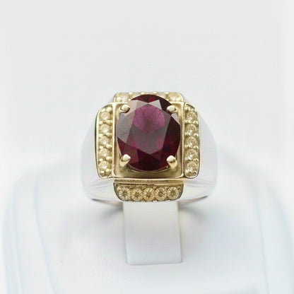 خاتم ياقوت أفريقي طبيعي – فضة استرليني 925 بتصميم فاخر وضمان جودة - Khalil Jewelry