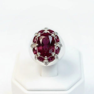 خاتم فضة ملكي مرصّع بالياقوت الأحمر والألماس الحر – إصدار محدود جدًا