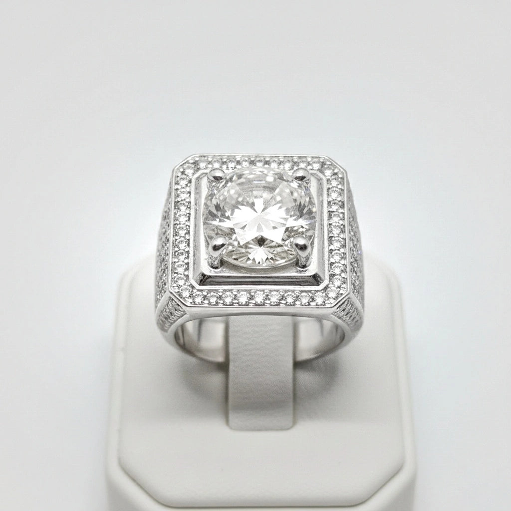 Khalil Rind خاتم موزنايت أبيض رجالي من الفضة 925 | مجوهرات خليل – Khalil Jewelry ...
